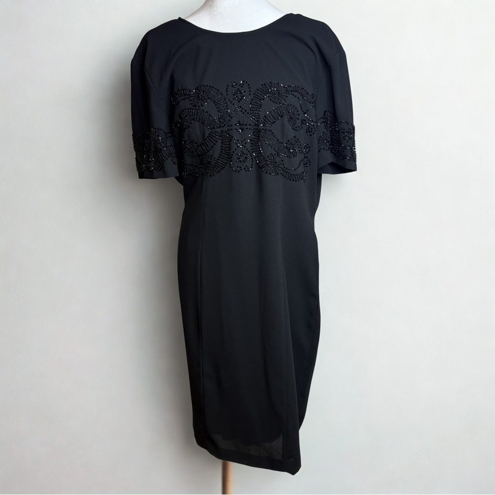 Marianna Black Beaded Midi Dress